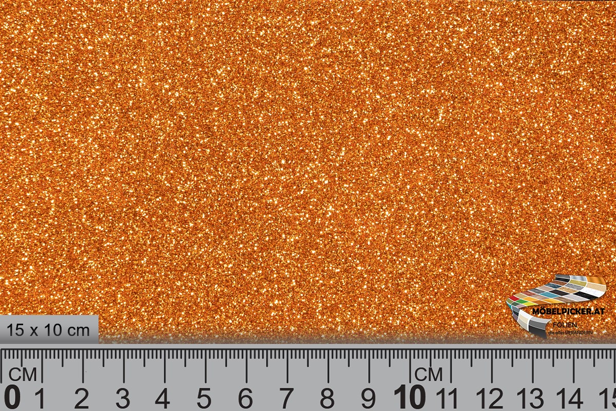 Glitzerfolie Glitter Kupfer-Orange MPGLR10 für Wände, Raumteiler, Säulen, Werbeständer, Werbebanner